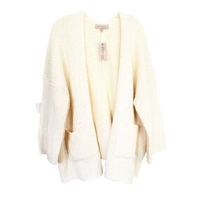 Philosophy Knit Ivory Open Front Cardigan Sz L